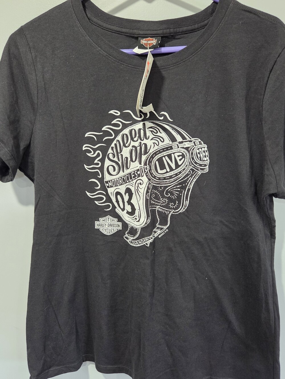 New With Tags Womens Harley-Davidson Large Helmet Speed Shop Shirt